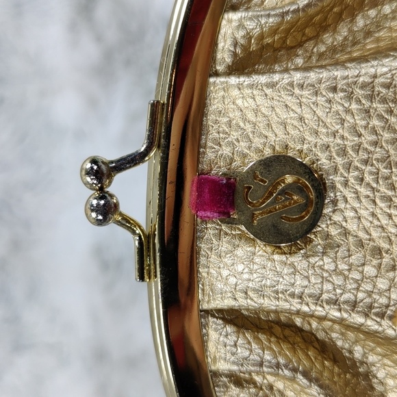 Victoria Secret Leather Metallic Gold Kisslock Mini Purse Wallet - Picture 4 of 9